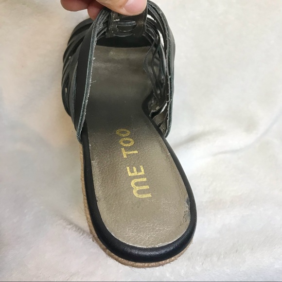 Me Too “hutch” wedge leather straps sandal high heels summer casual open toed - Picture 7 of 11